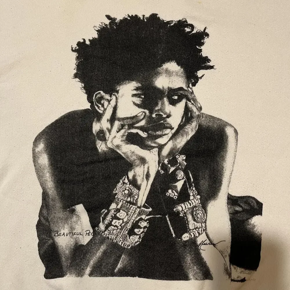 Vintage Beautiful People Sweatshirt Lenny Kravitz Black Beauty Art Print 90s USA